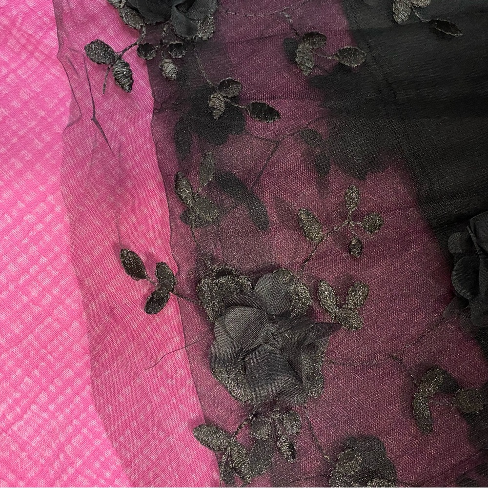 NWT 3D skirt Joh. black tulle mesh layered Floral Embroidered midi L lined - Picture 8 of 16